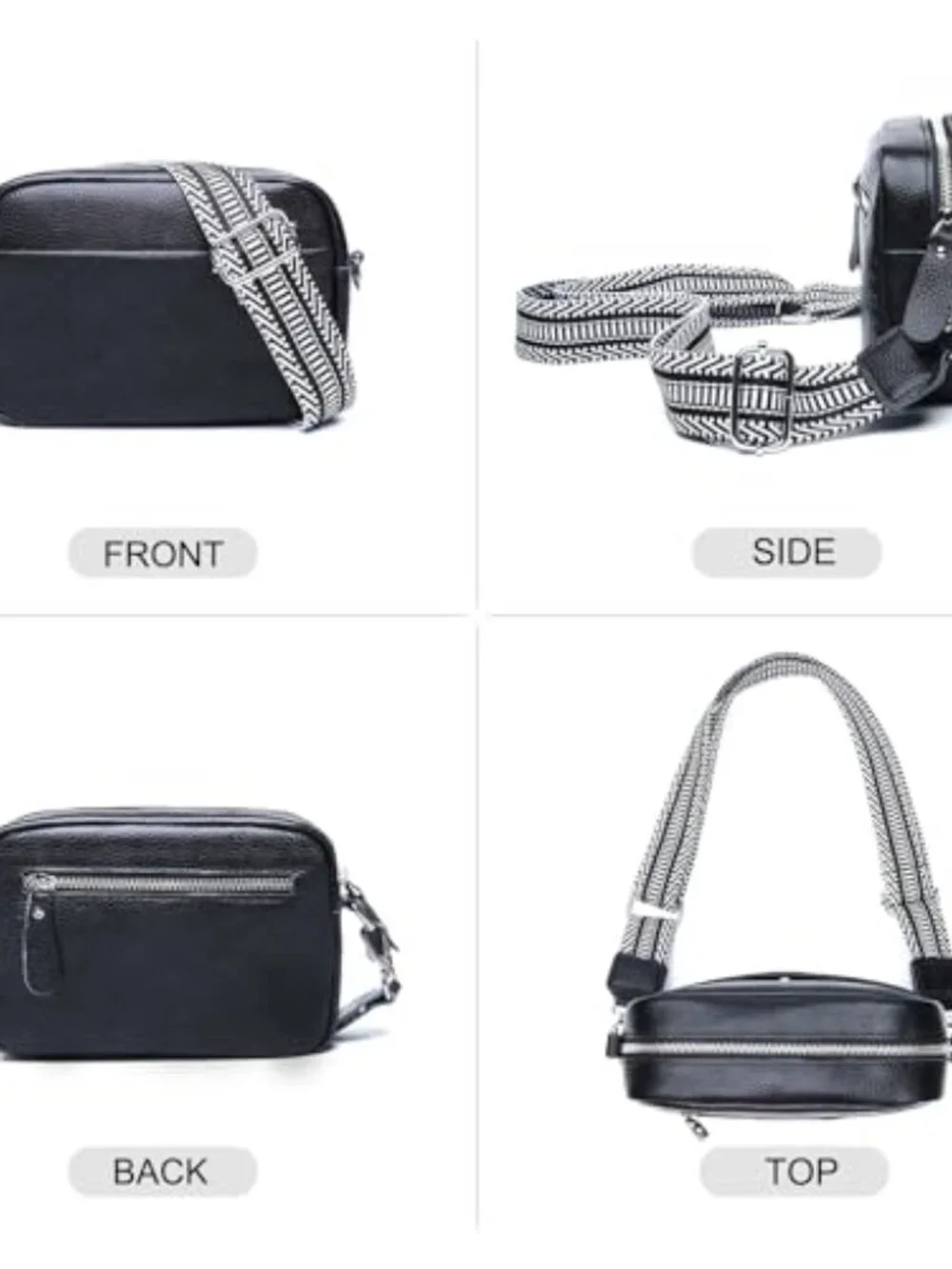 Genuine Leather Crossbody Bag with RFID Guitar Strap Small Camera Purse